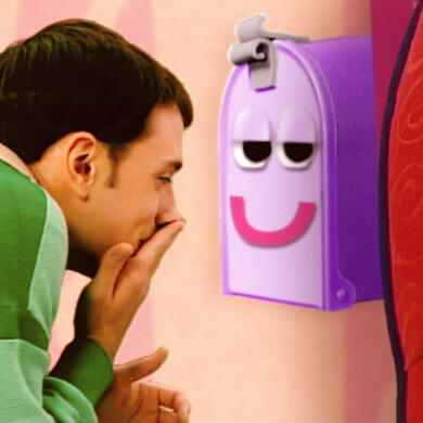 pink long-haired female presenting character with purplish eyes